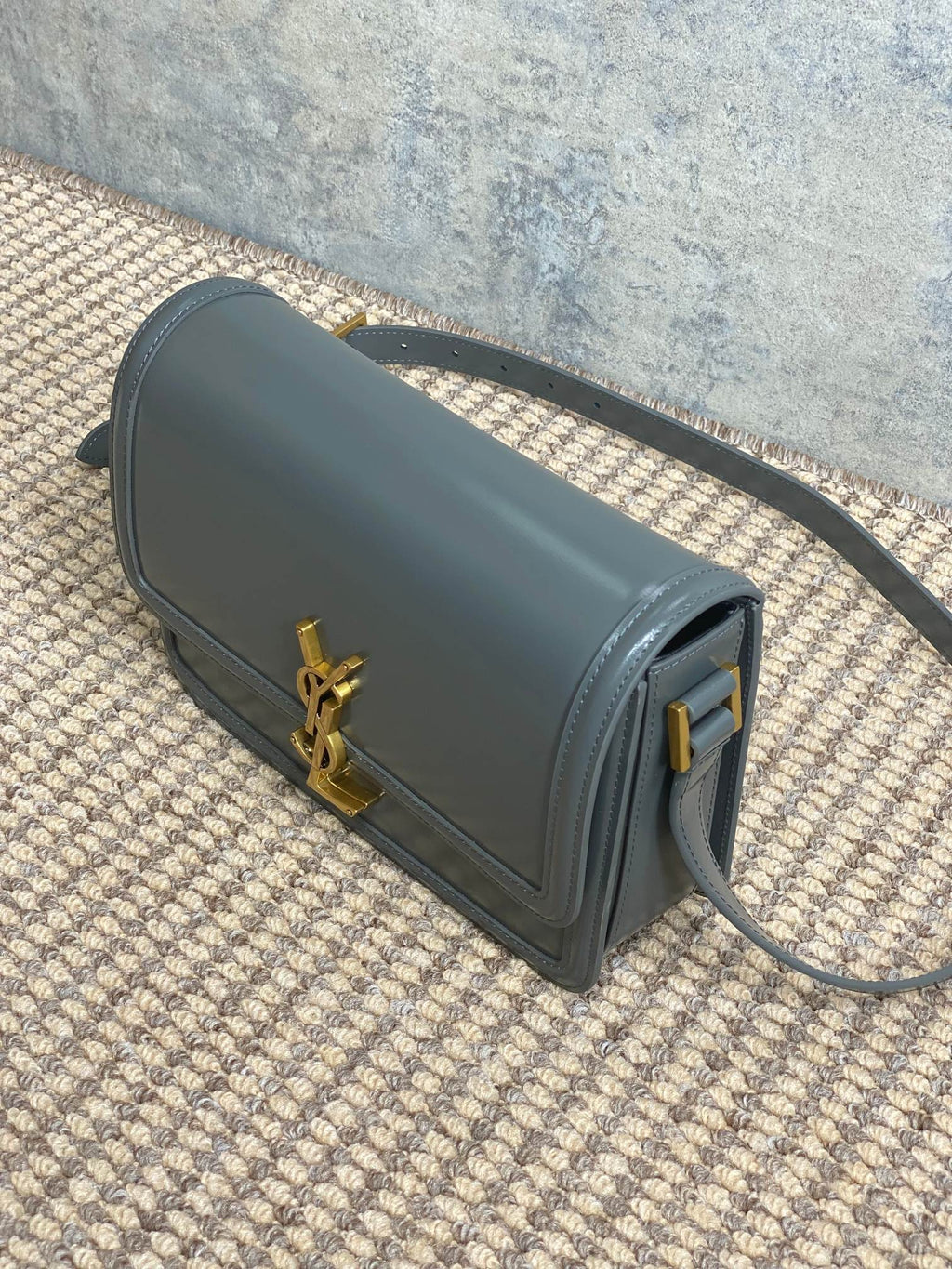 SOLFERINO SMALL SATCHEL 23 IN DARK GREY CALFSKIN GOLD HARDWARE