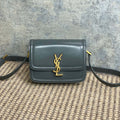 SOLFERINO SMALL SATCHEL 19 IN DARK GREY CALFSKIN GOLD HARDWARE
