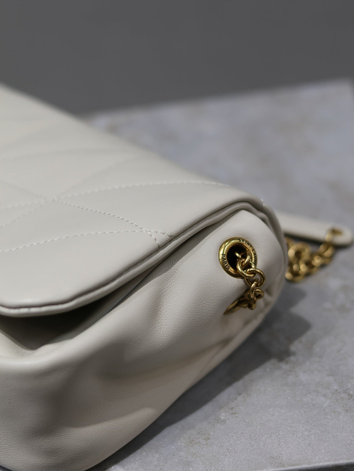 YSL 25S JAMIE MINI 20 IN BLANC VINTAGE LAMBSKIN GOLD HARDWRE