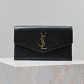 UPTOWN WALLET 21 IN BLACK CALFSKIN GOLD LOGO