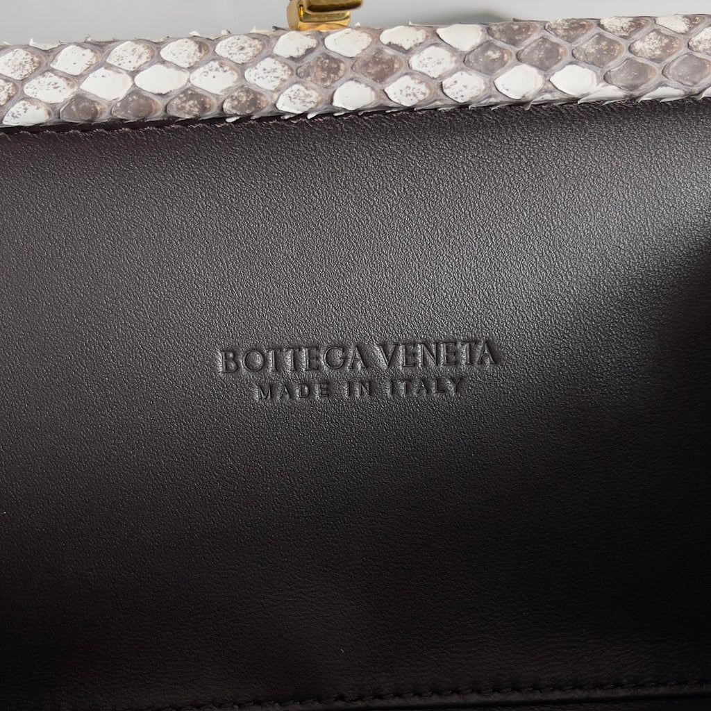 KNOT CHAIN CLUTCH 20.5 IN SNAKE PATTERN CALFSKIN