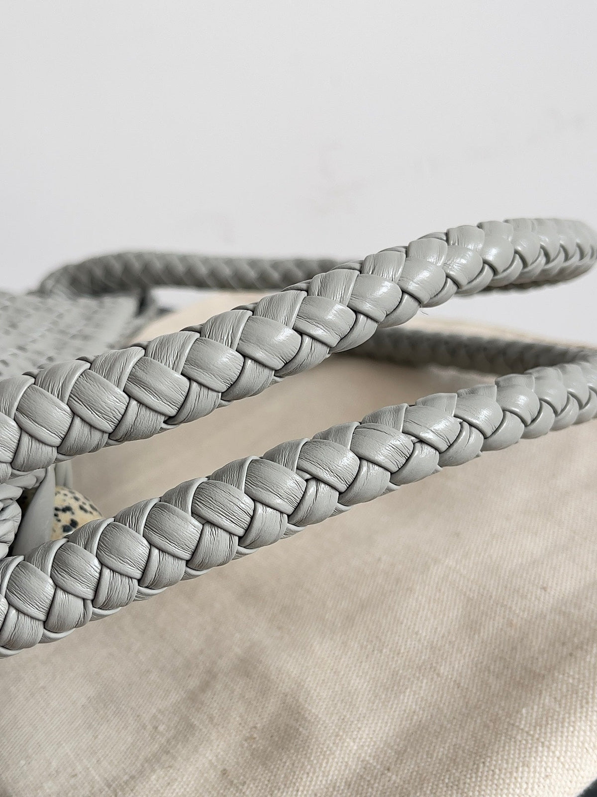 TOSCA SHOULDER BAG 27 IN AGATE GREY LAMBSKIN WITH DALMATA STONE DETAIL