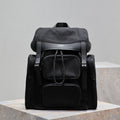 CITY MULTI-POCKET BACKPACK 42 IN BLACK NYLON AND SMOOTH CALFSKIN