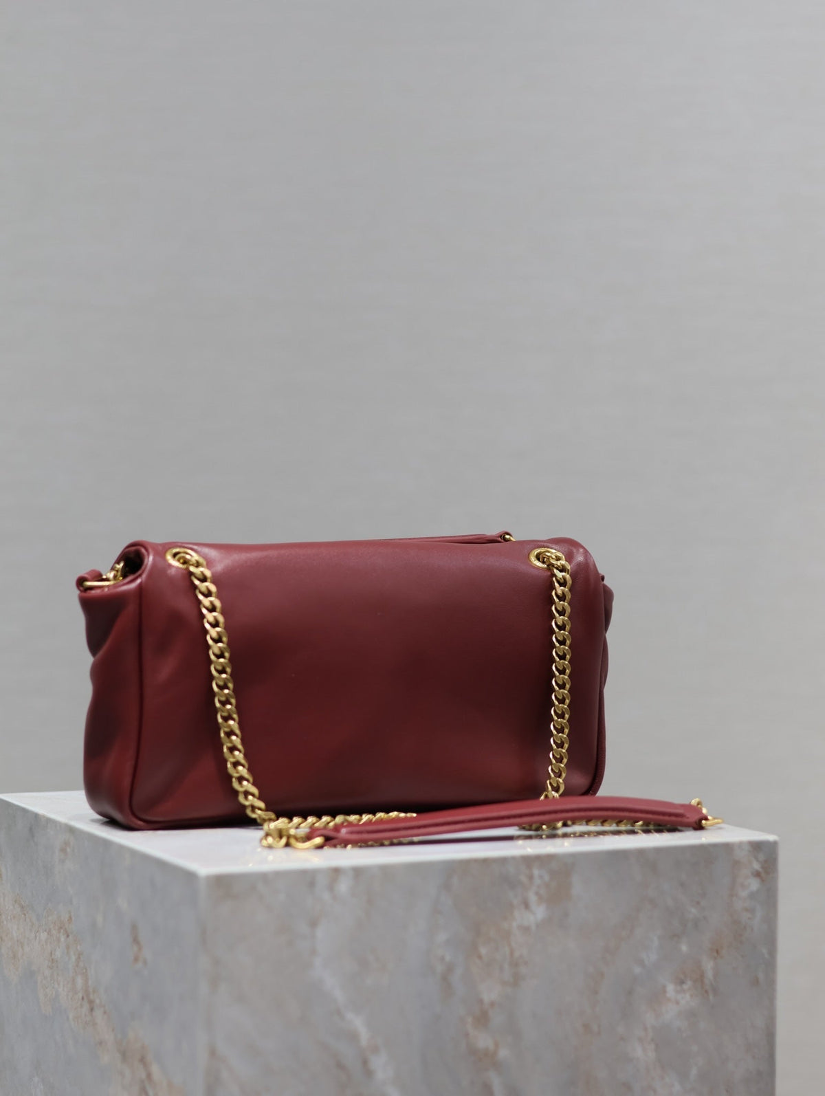 YSL 25S CALYPSO HANDBAG 26 IN BURGUNDY LAMBSKIN GOLD HARDWRE