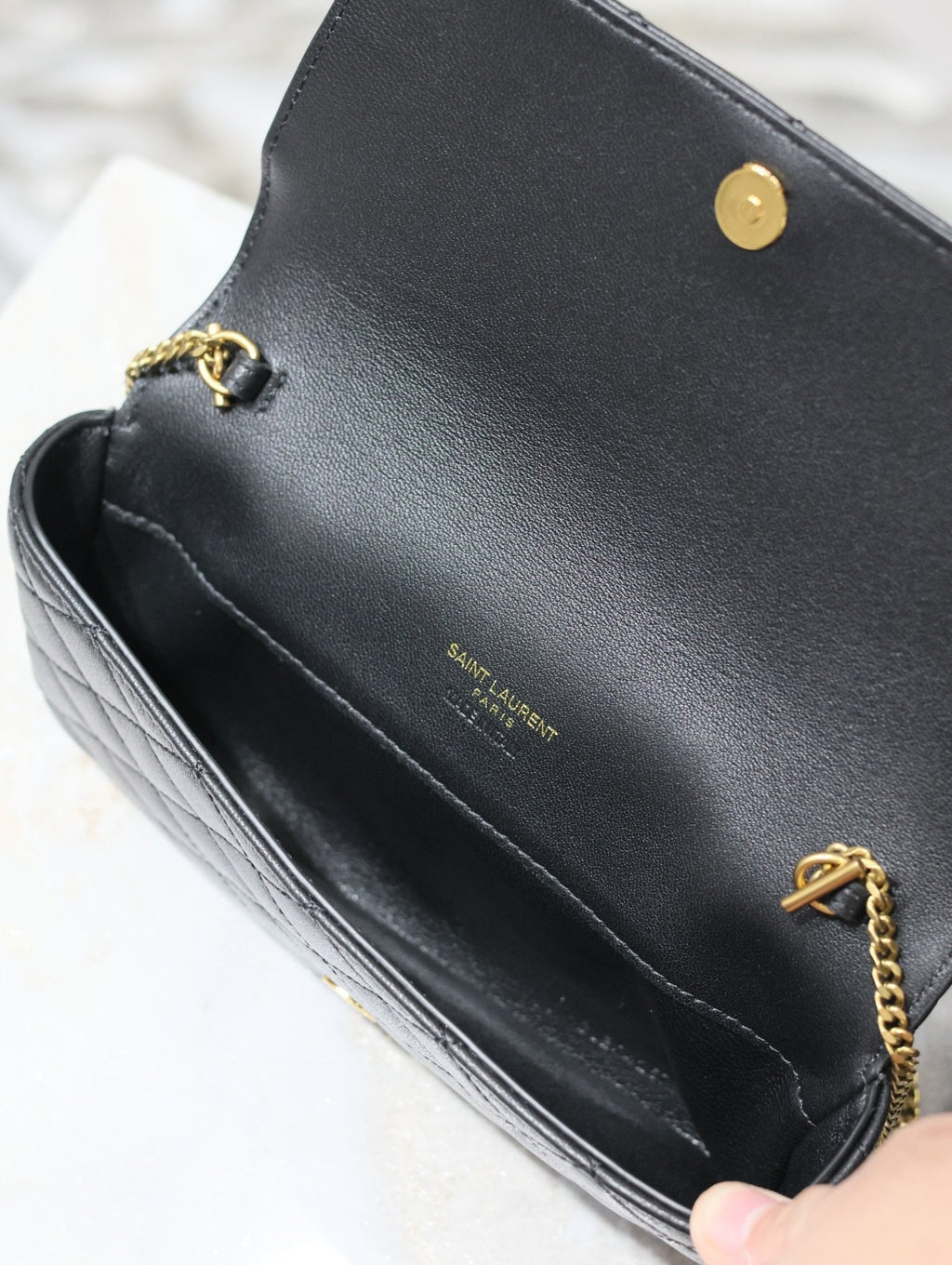 YSL 25S SAINT LAURENT GABY 19 IN BLACK QUILTED CALFSKIN GOLD HARDWRE