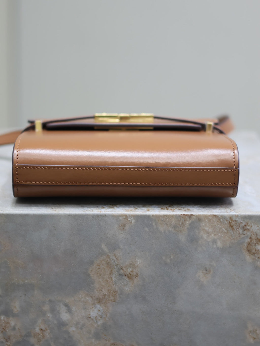 YSL 25S MINI MANHATTAN 19 IN BROWN CALFSKIN GOLD HARDWRE