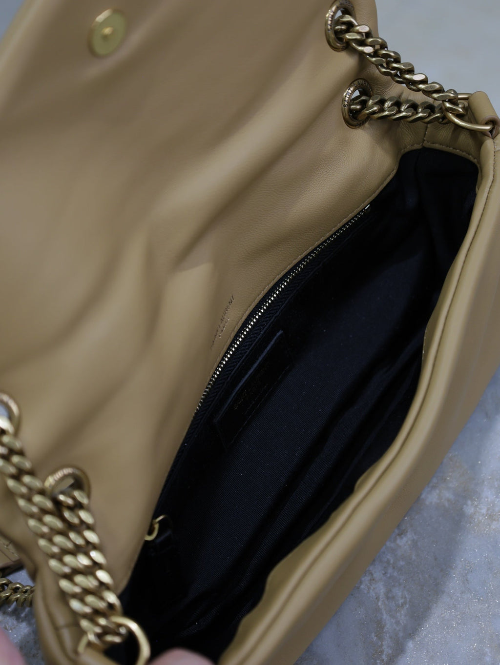 YSL 25S CALYPSO HANDBAG 26 IN LIGHT BROWN LAMBSKIN GOLD HARDWRE