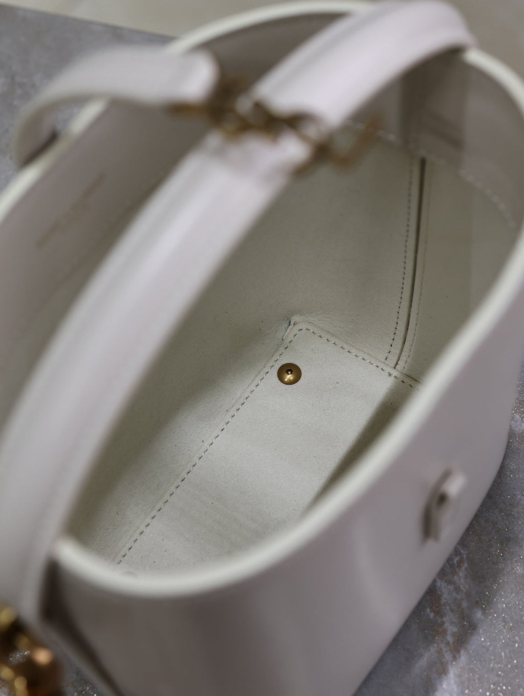 YSL 25S LE 37 MINI 15 IN DUSTY GRAY CALFSKIN GOLD HARDWRE