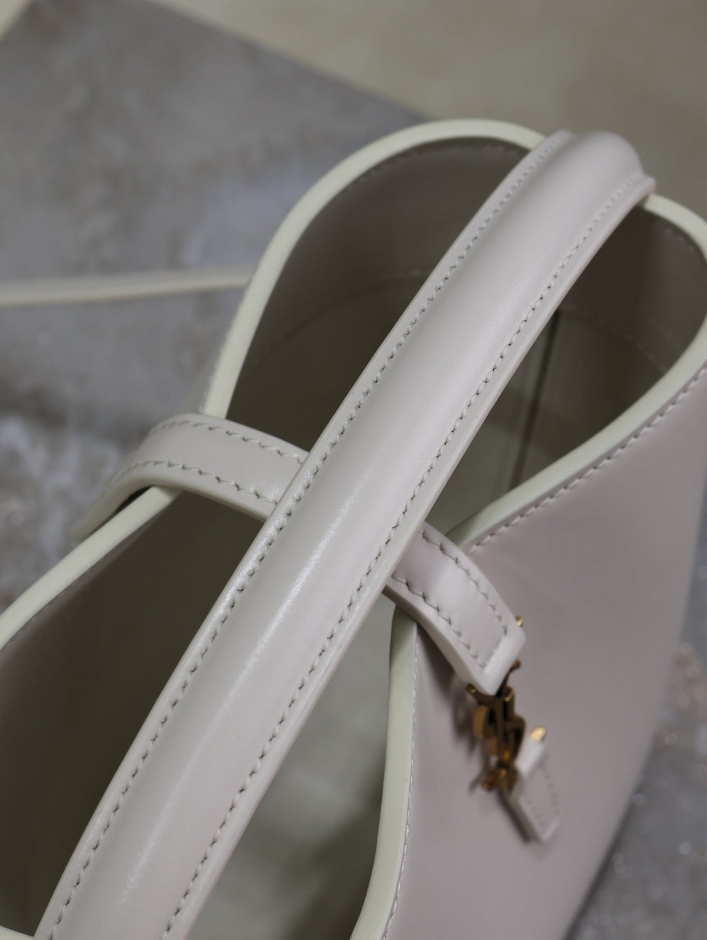 YSL 25S LE 37 MINI 15 IN DUSTY GRAY CALFSKIN GOLD HARDWRE
