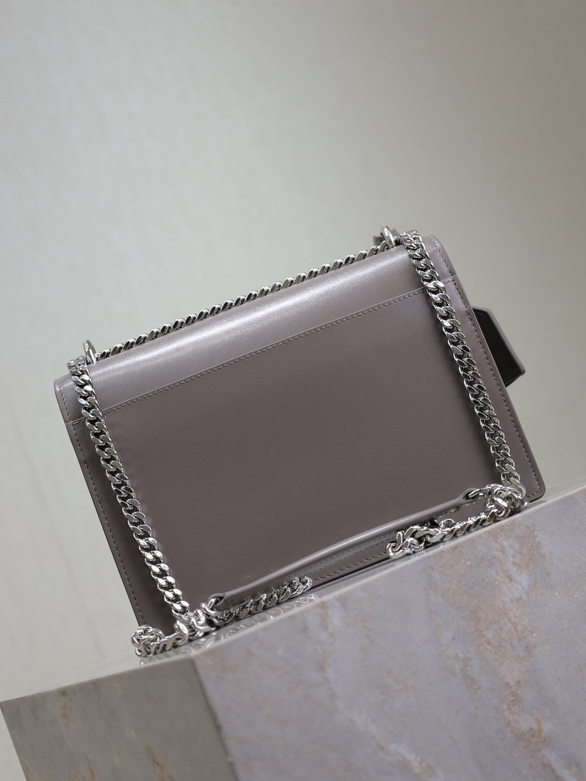 YSL 25S SUNSET BAG 22 IN DARK PURPLE CALFSKIN SILVER HARDWRE