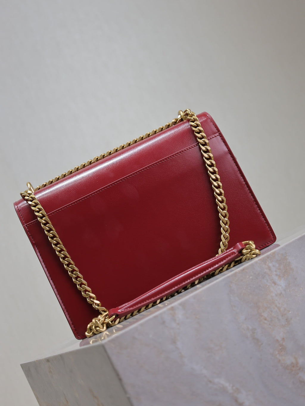 YSL 25S SUNSET BAG 22 IN CRIMSON RED CALFSKIN GOLD HARDWRE