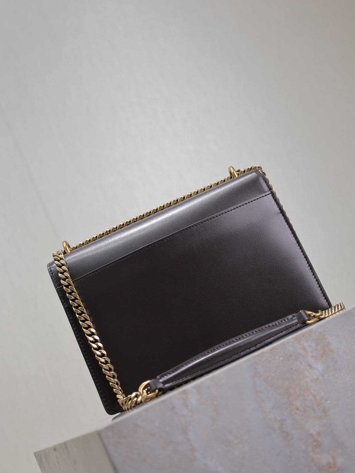 YSL 25S SUNSET BAG 22 IN DARK PURPLE CALFSKIN GOLD HARDWRE
