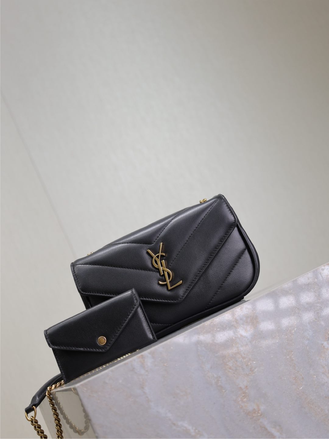 LOULOU MINI 20 IN BLACK SHEEPSKIN GOLD HARDWARE