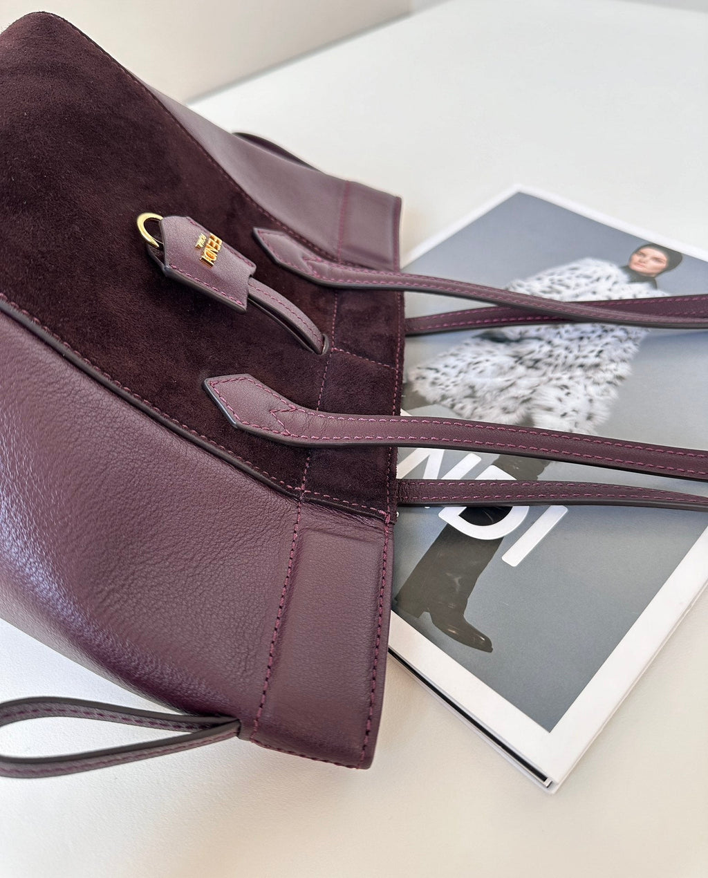 ORIGAMI MINI 19 IN WINE RED LAMBSKIN AND SUEDE
