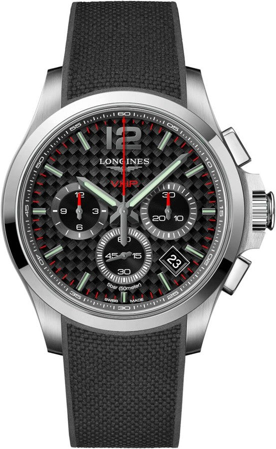 Longines Conquest V.H.P. Black Rubber Strap Men's Watch L3.717.4.66.9